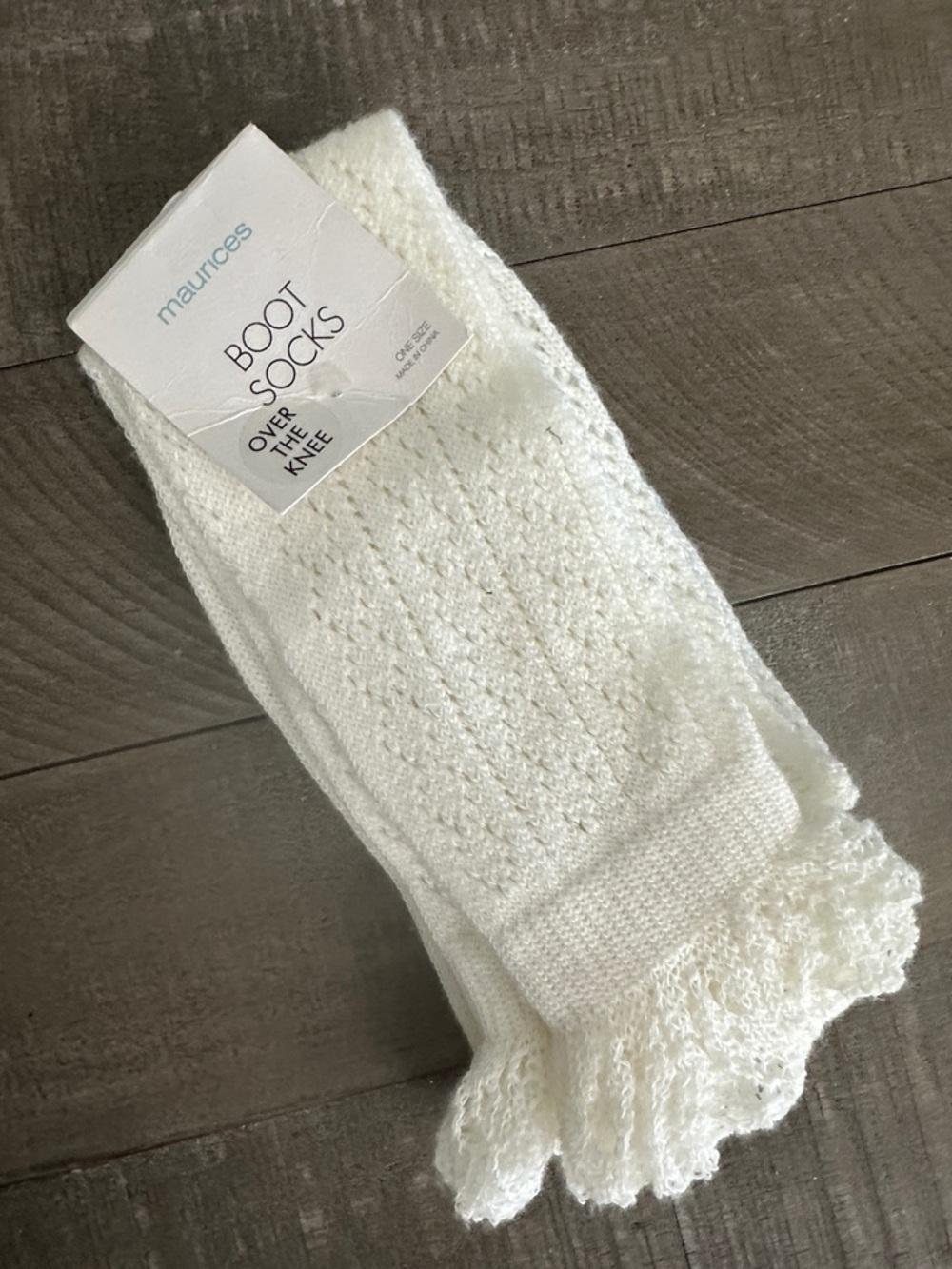 Maurices White Over-the-Knee Ruffle Boot Socks